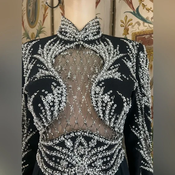 Vintage Black Tie Oleg Cassini Dress - Picture 6 of 16